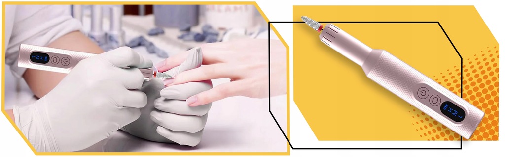 FREZARKA DO PAZNOKCI MANICURE PEDICURE PROFESJONALNA BEZPRZEWODOWA ZESTAW Kolor różowy